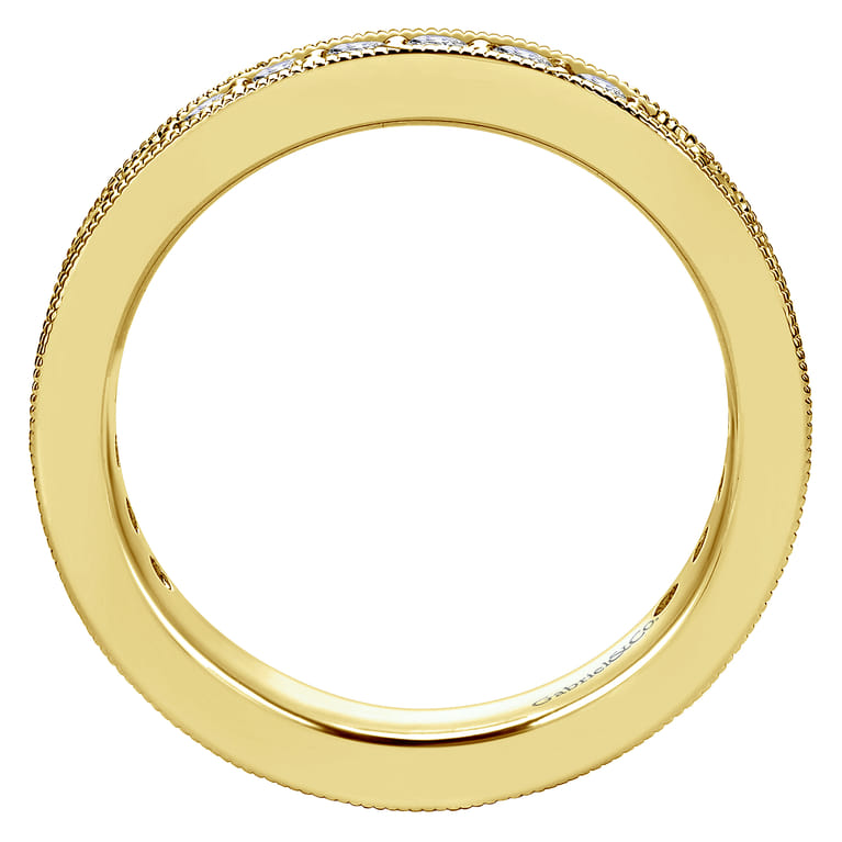 Eternity Band Wedding Ring in 14k Yellow Gold with Round Natural Diamond at Gabriel & Co. - Shot 2