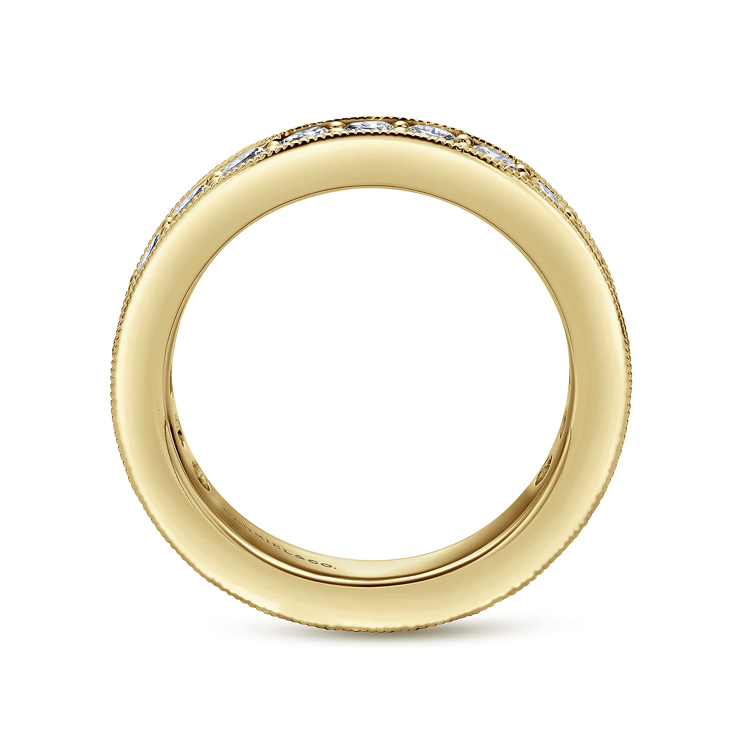 Eternity Band Wedding Ring in 14k Yellow Gold with Round Natural Diamond at Gabriel & Co. - Shot 2