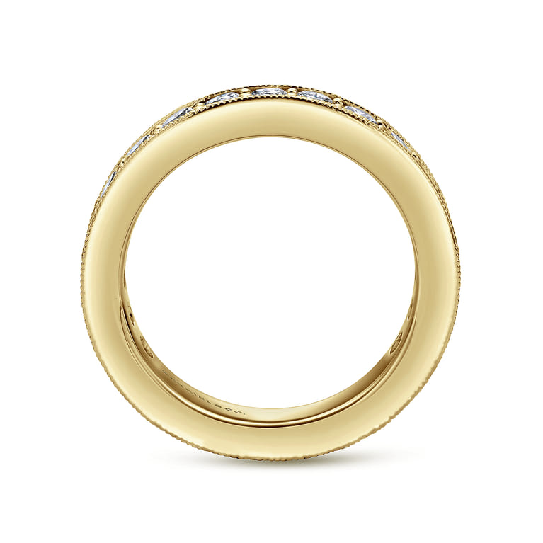 Eternity Band Wedding Ring in 14k Yellow Gold with Round Natural Diamond at Gabriel & Co. - Shot 2