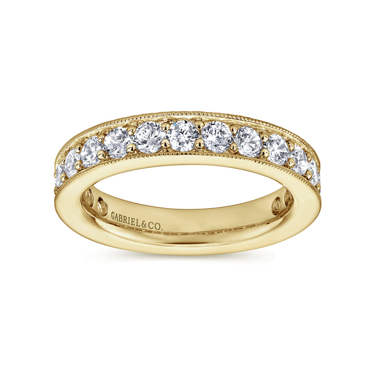 Eternity Band Wedding Ring in 14k Yellow Gold with Round Natural Diamond at Gabriel & Co. - Shot 4