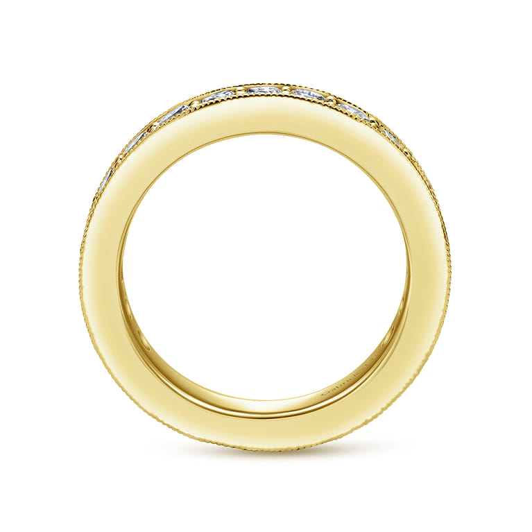 Eternity Band Wedding Ring in 14k Yellow Gold with Round Natural Diamond at Gabriel & Co. - Shot 2