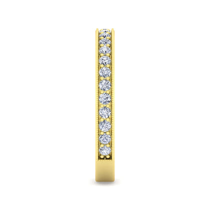 Calabria - 14K Yellow Gold Diamond Prong Channel Diamond Anniversary Band with Milgrain