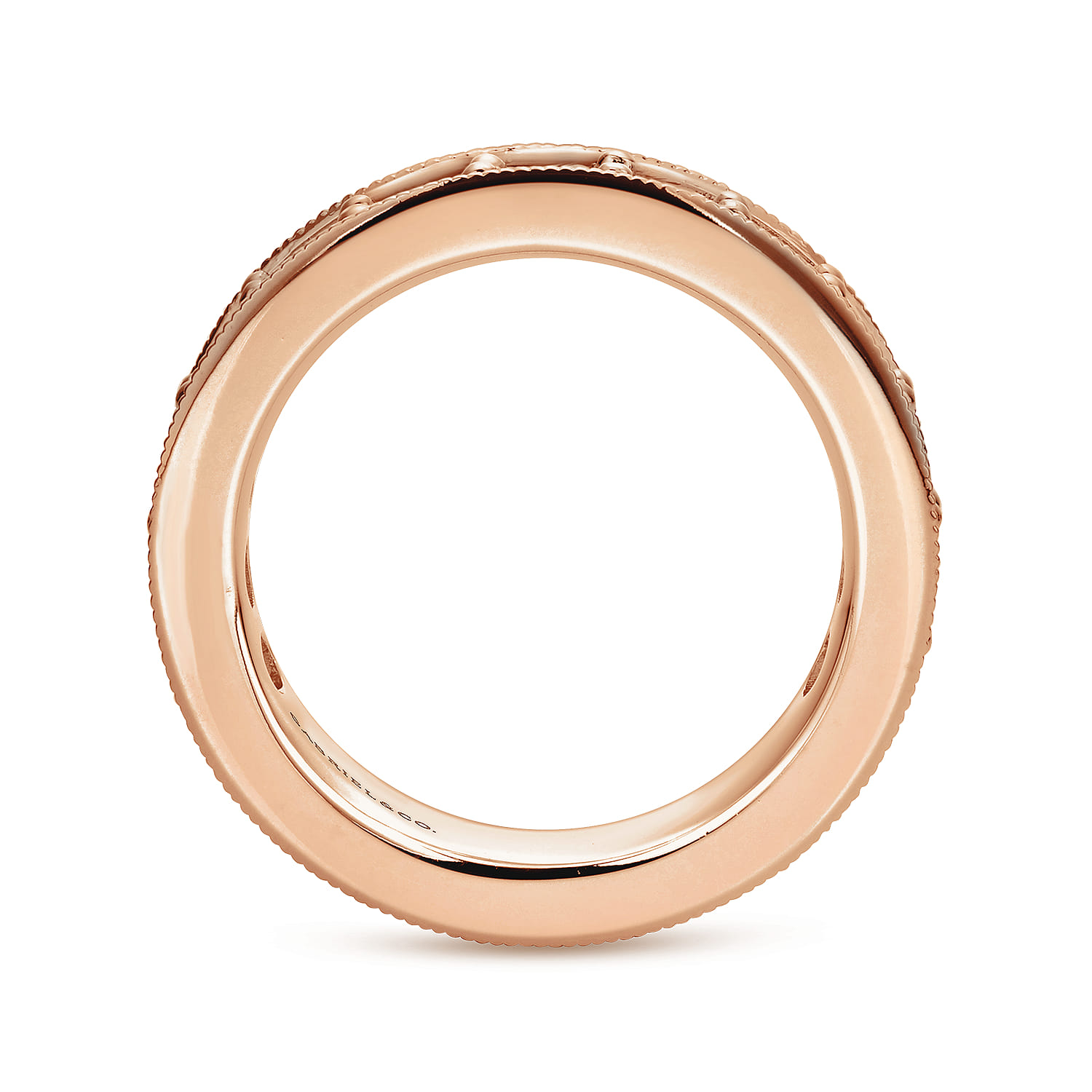Eternity Band Wedding Ring in 14k Rose Gold with Round Natural Diamond at Gabriel & Co. - Shot 2