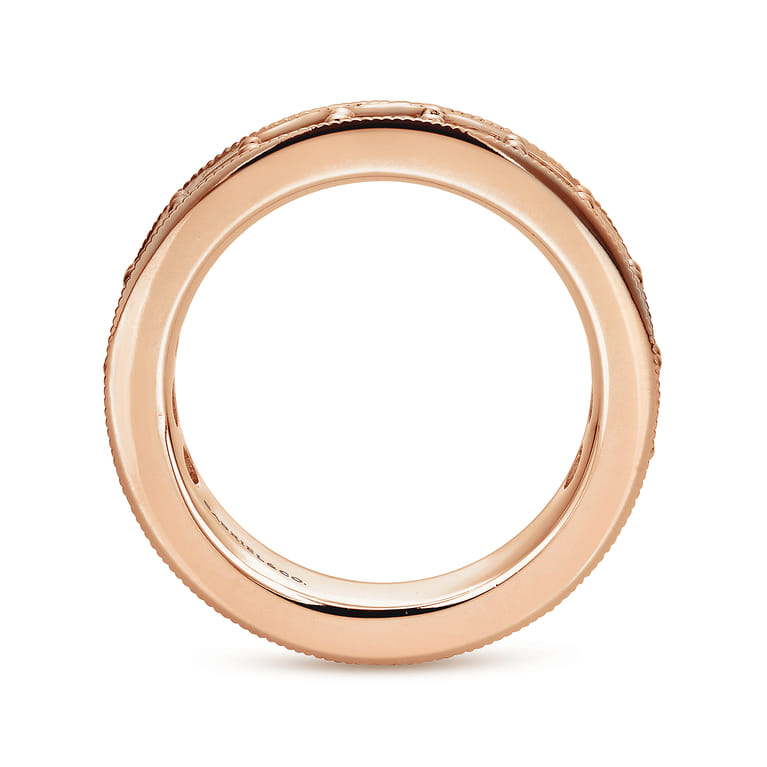 Eternity Band Wedding Ring in 14k Rose Gold with Round Natural Diamond at Gabriel & Co. - Shot 2