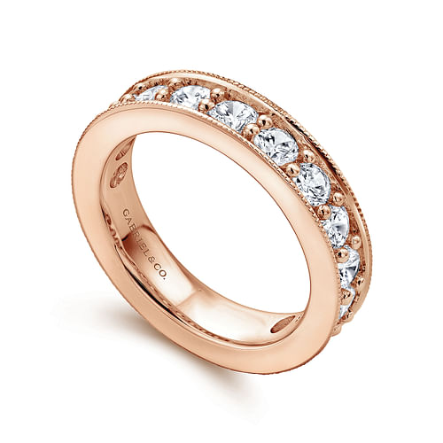 Calabria - 14k Rose Gold Channel Prong Set Eternity Band - 1.85 ct - Shot 3