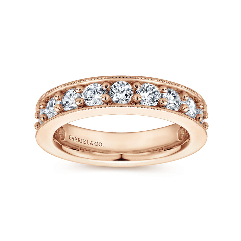 Eternity Band Wedding Ring in 14k Rose Gold with Round Natural Diamond at Gabriel & Co. - Shot 4