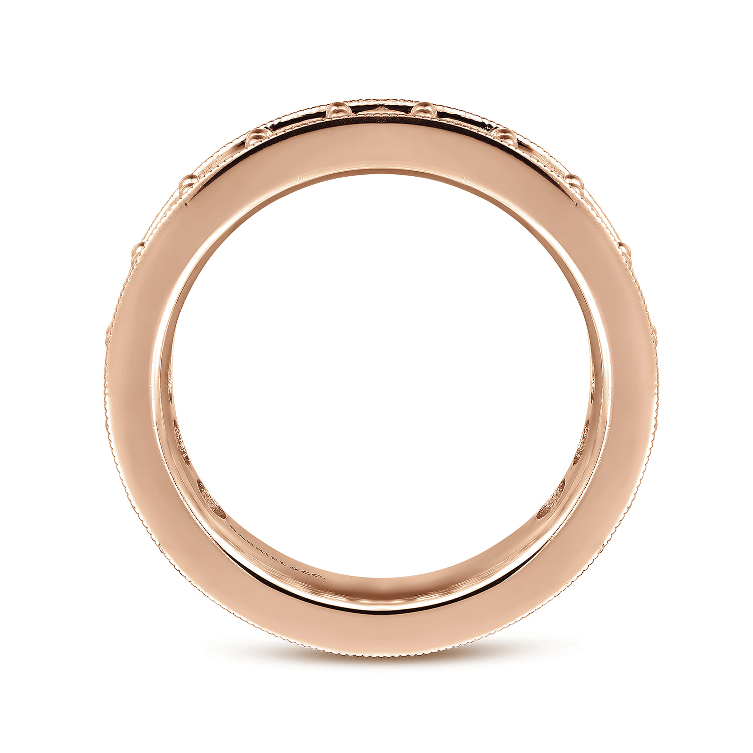 Eternity Band Wedding Ring in 14k Rose Gold with Round Natural Diamond at Gabriel & Co. - Shot 2