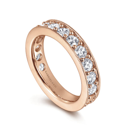 Calabria - 14k Rose Gold Channel Prong Set Eternity Band