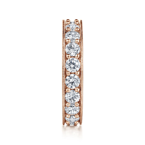 Calabria - 14k Rose Gold Channel Prong Set Eternity Band - 2 ct - Shot 4