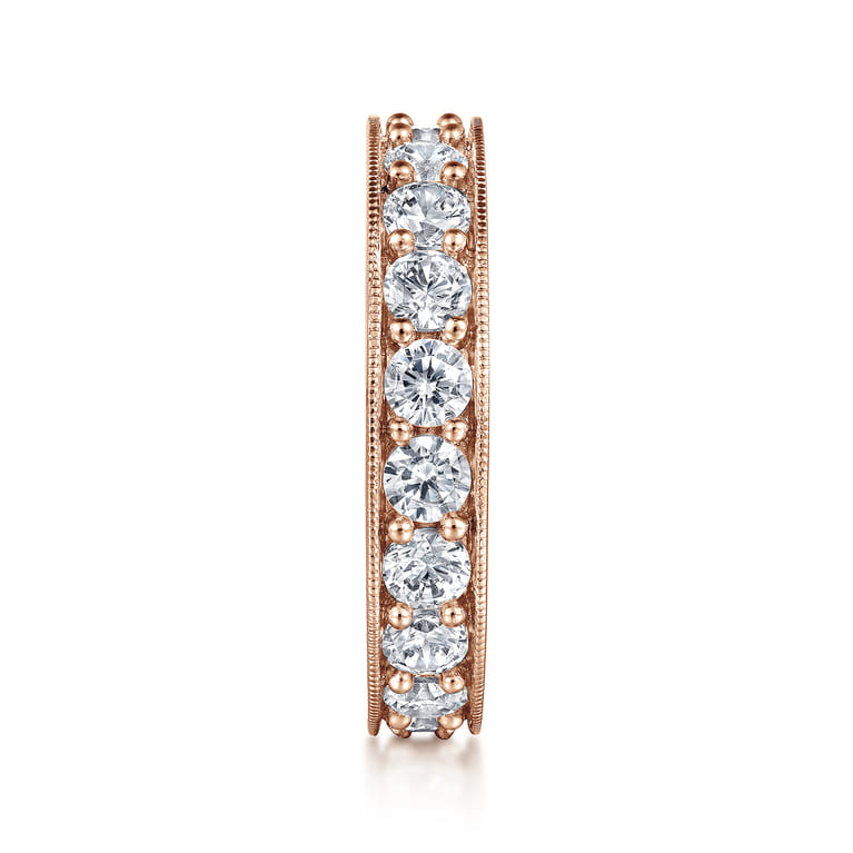 Eternity Band Wedding Ring in 14k Rose Gold with Round Natural Diamond at Gabriel & Co. - Shot 4