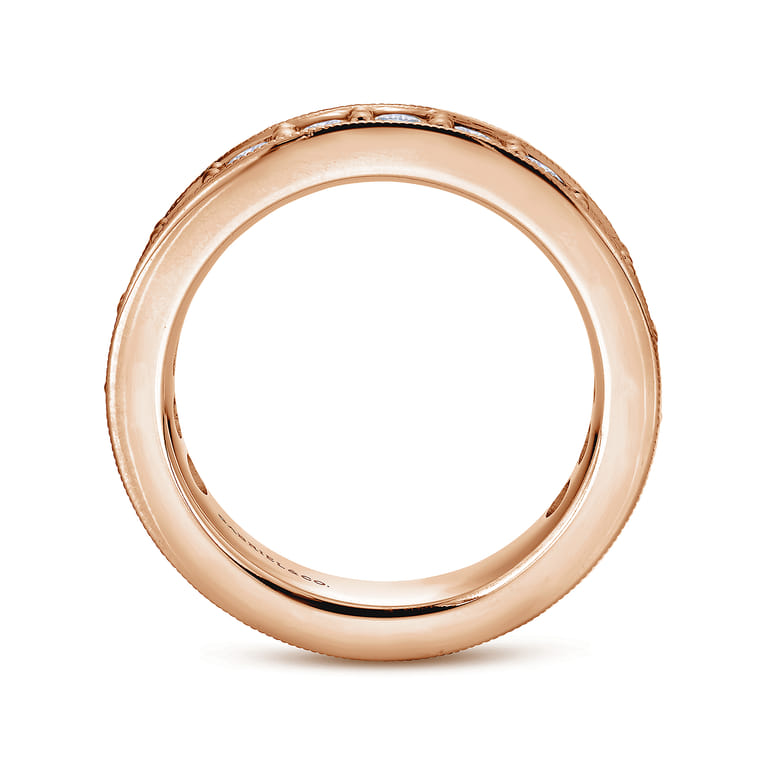 Eternity Band Wedding Ring in 14k Rose Gold with Round Natural Diamond at Gabriel & Co. - Shot 2