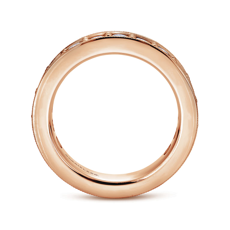 Eternity Band Wedding Ring in 14k Rose Gold with Round Natural Diamond at Gabriel & Co. - Shot 2