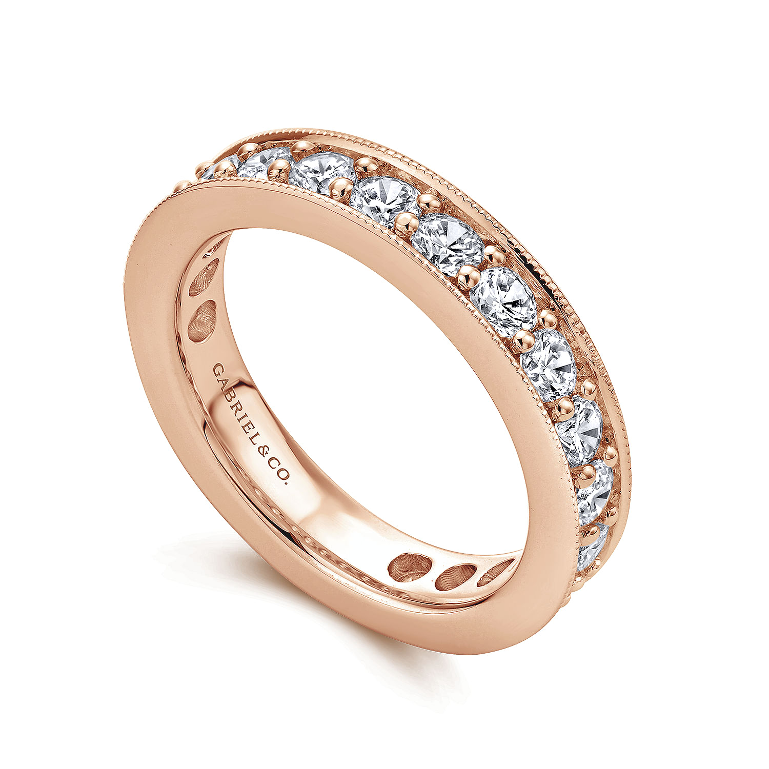 Calabria - 14k Rose Gold Channel Prong Set Eternity Band - 2.15 ct - Shot 3