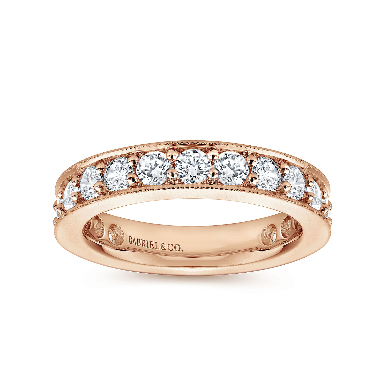 Calabria - 14k Rose Gold Channel Prong Set Eternity Band - 2.15 ct - Shot 4