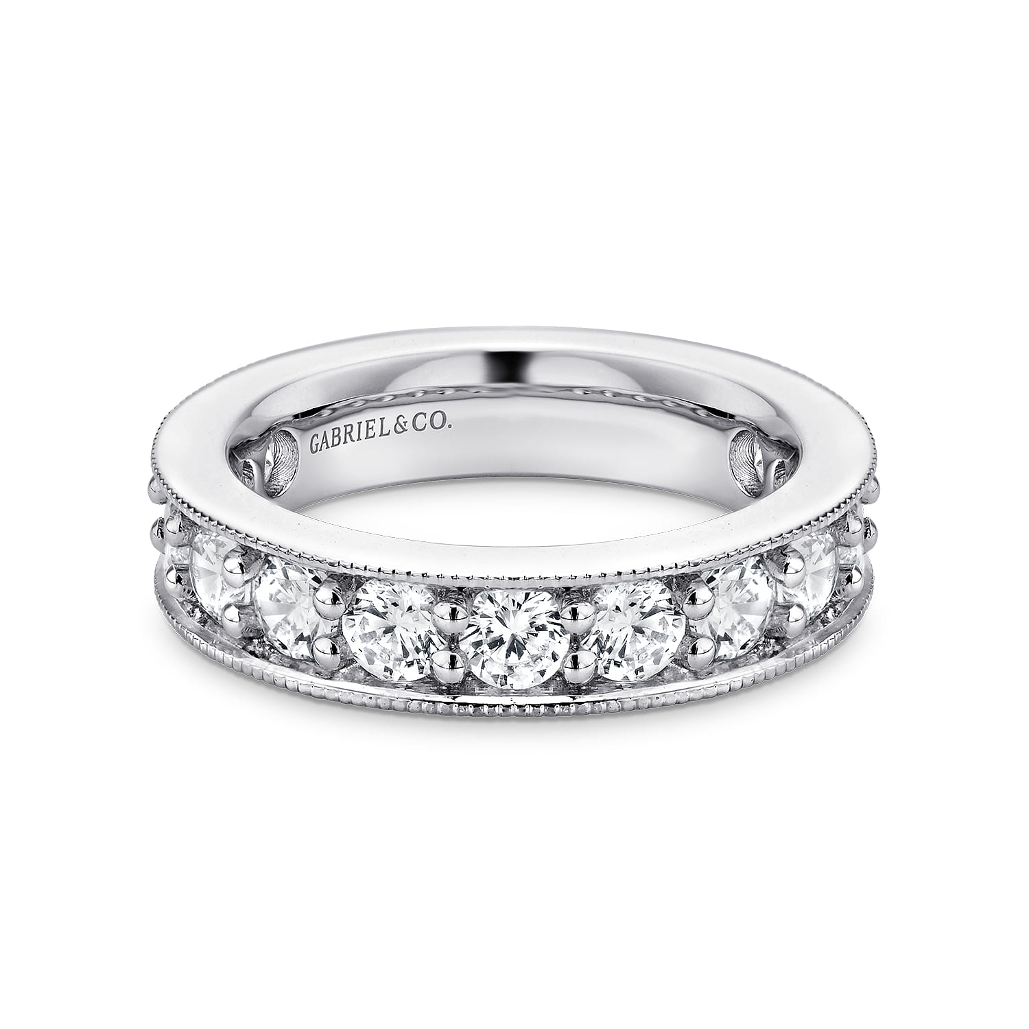 Eternity Band Wedding Ring in 14k White Gold with Round Natural Diamond at Gabriel & Co. - Shot 1