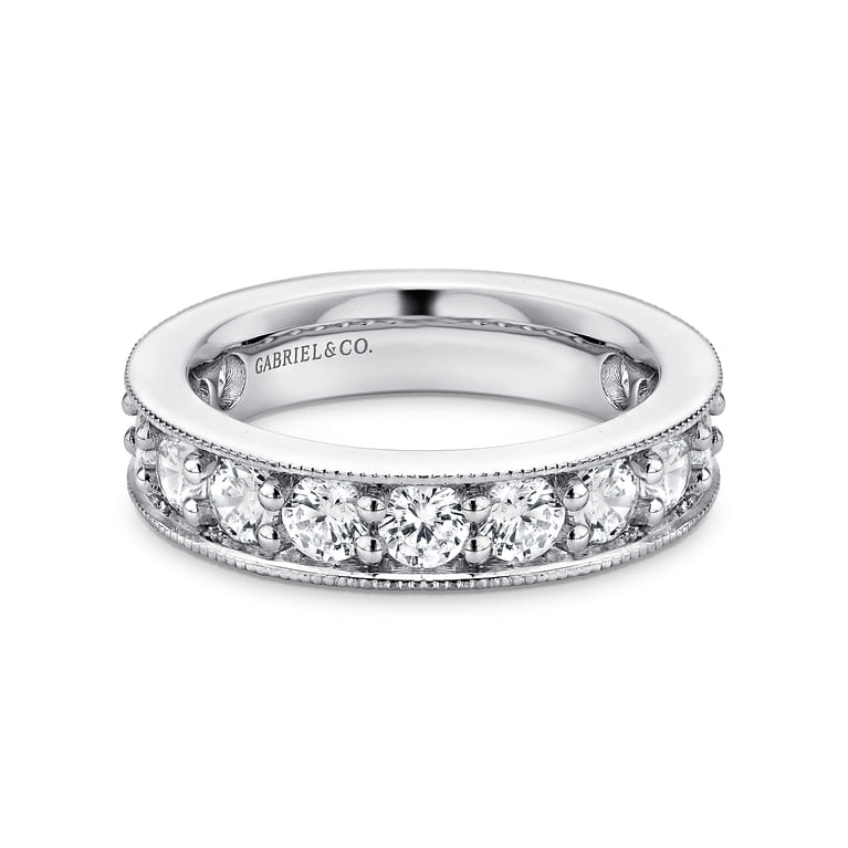 Eternity Band Wedding Ring in 14k White Gold with Round Natural Diamond at Gabriel & Co. - Shot 1