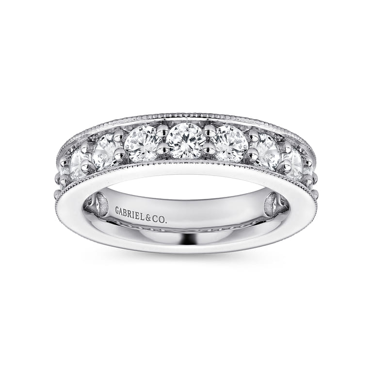 Eternity Band Wedding Ring in 14k White Gold with Round Natural Diamond at Gabriel & Co. - Shot 4