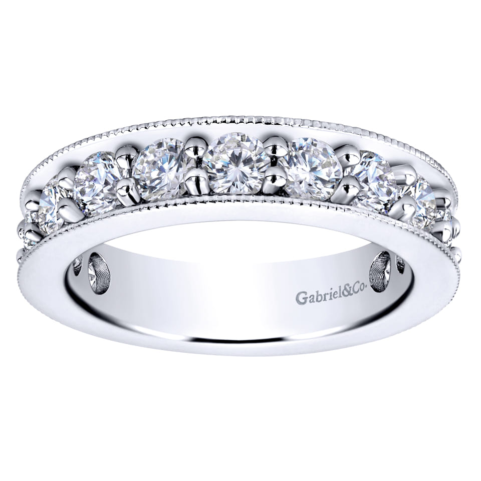 Eternity Band Wedding Ring in 14k White Gold with Round Natural Diamond at Gabriel & Co. - Shot 5