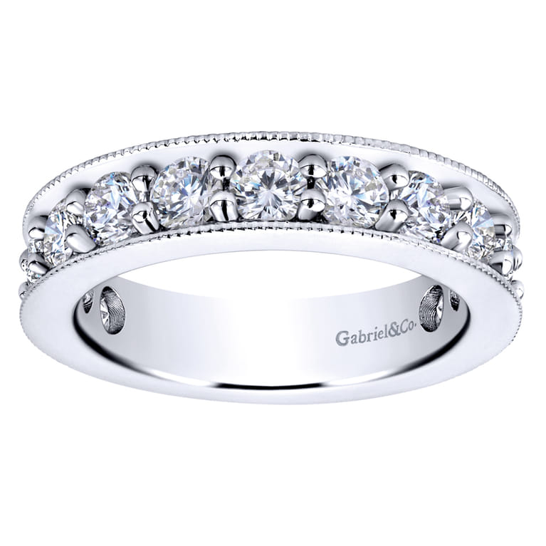 Eternity Band Wedding Ring in 14k White Gold with Round Natural Diamond at Gabriel & Co. - Shot 5