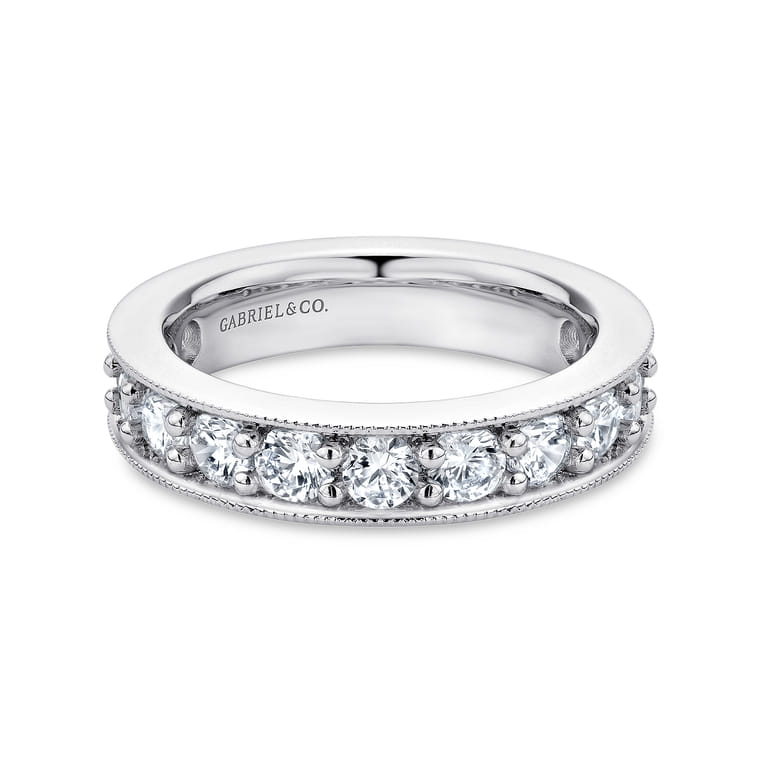 Eternity Band Wedding Ring in 14k White Gold with Round Natural Diamond at Gabriel & Co. - Shot 1