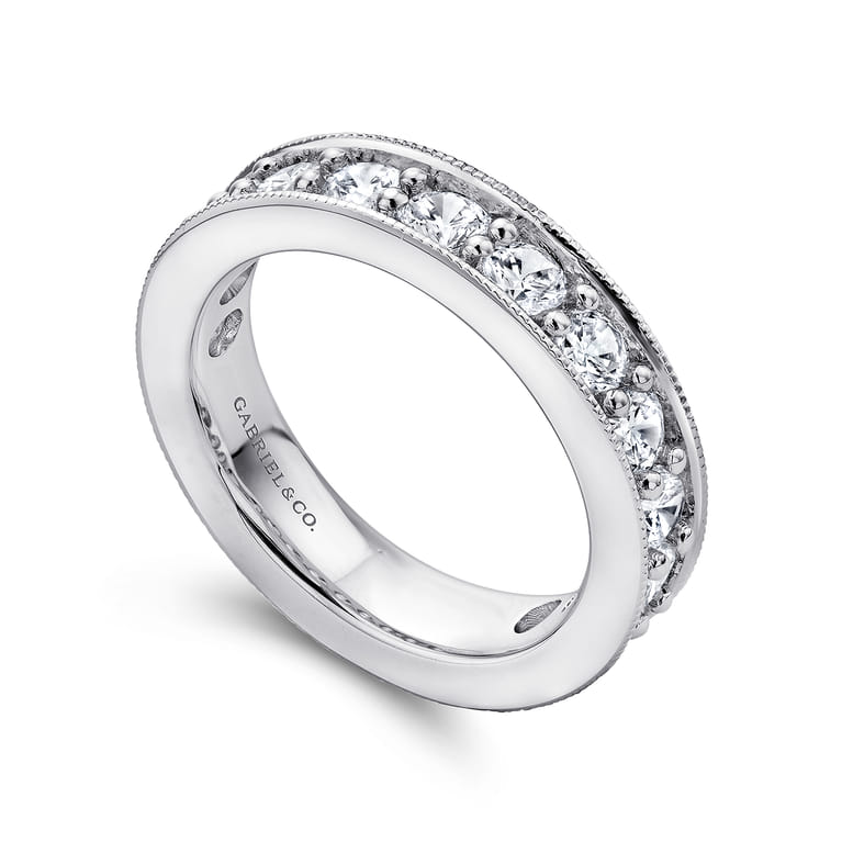 Eternity Band Wedding Ring in 14k White Gold with Round Natural Diamond at Gabriel & Co. - Shot 3