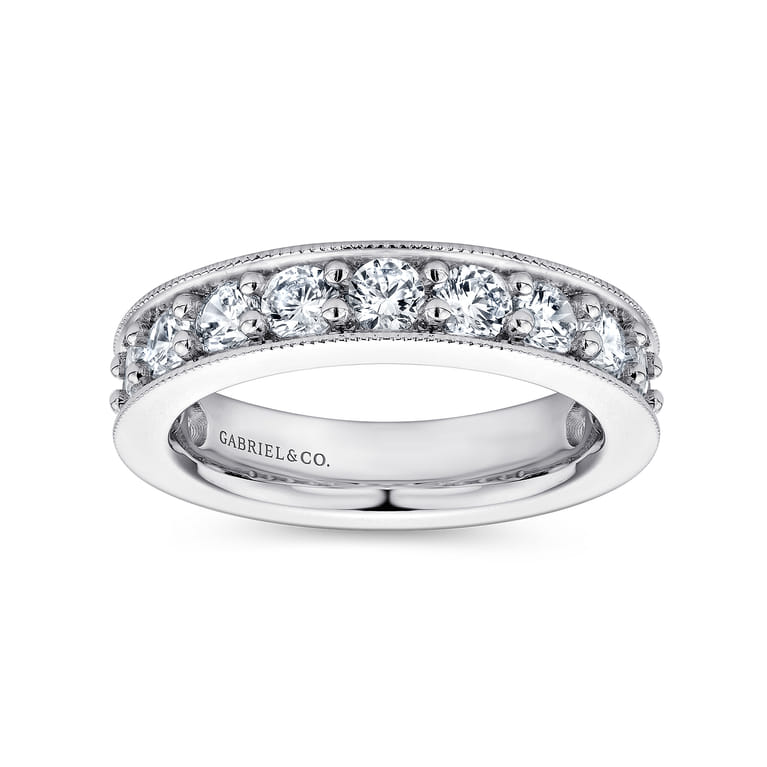 Eternity Band Wedding Ring in 14k White Gold with Round Natural Diamond at Gabriel & Co. - Shot 4