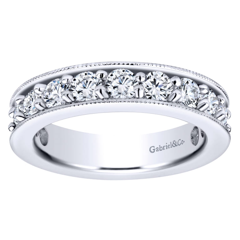 Eternity Band Wedding Ring in 14k White Gold with Round Natural Diamond at Gabriel & Co. - Shot 5