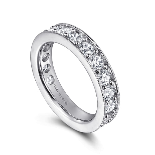 Calabria - 14k White Gold Channel Prong Set Eternity Band - 2 ct - Shot 3