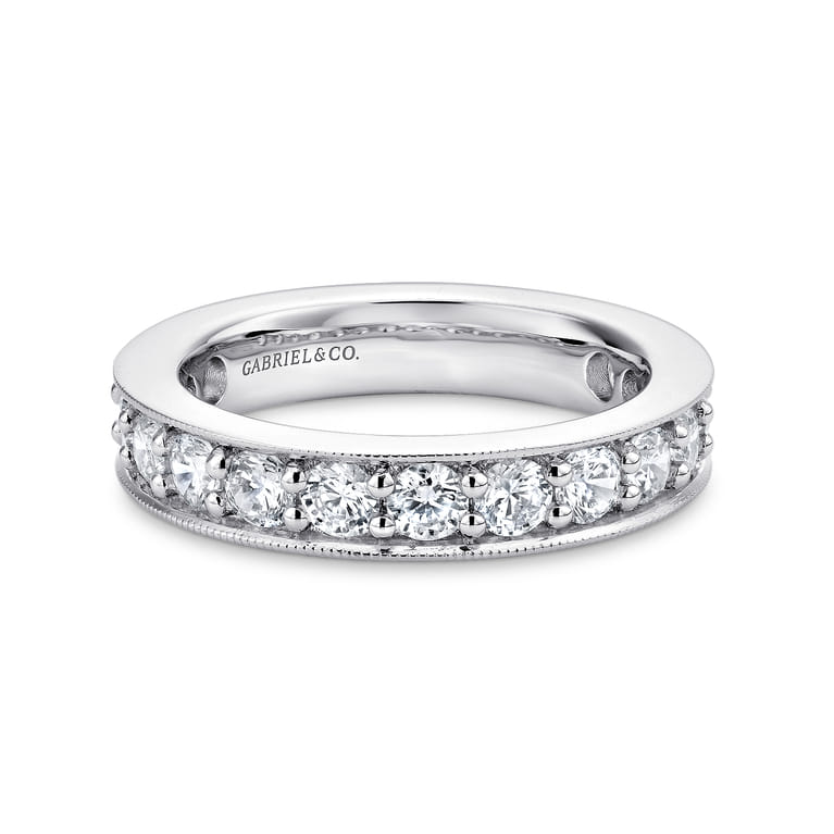 Eternity Band Wedding Ring in 14k White Gold with Round Natural Diamond at Gabriel & Co. - Shot 1