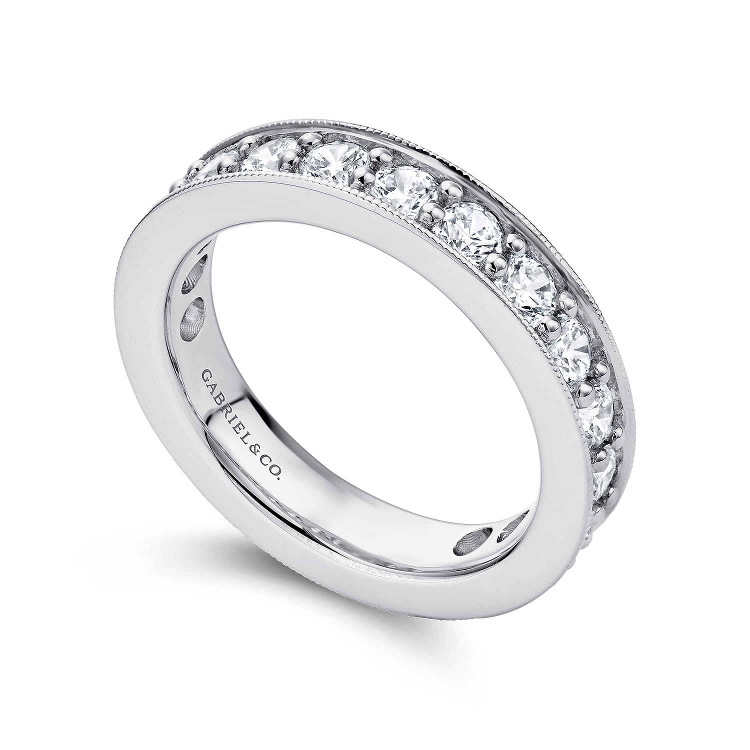 Eternity Band Wedding Ring in 14k White Gold with Round Natural Diamond at Gabriel & Co. - Shot 3
