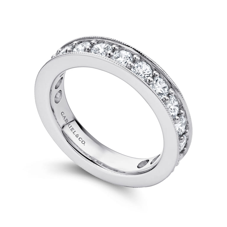 Eternity Band Wedding Ring in 14k White Gold with Round Natural Diamond at Gabriel & Co. - Shot 3