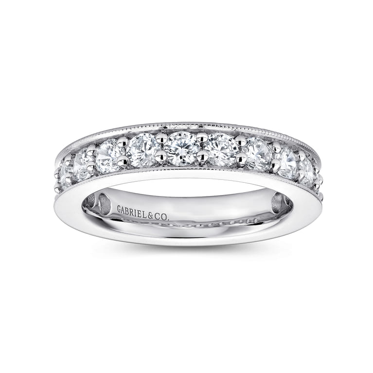 Eternity Band Wedding Ring in 14k White Gold with Round Natural Diamond at Gabriel & Co. - Shot 4