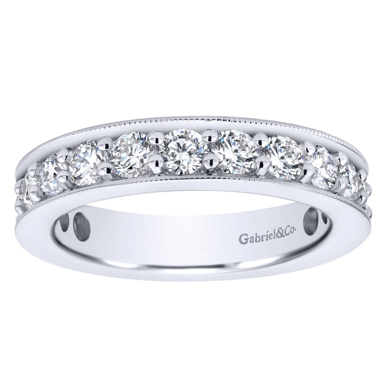 Eternity Band Wedding Ring in 14k White Gold with Round Natural Diamond at Gabriel & Co. - Shot 5