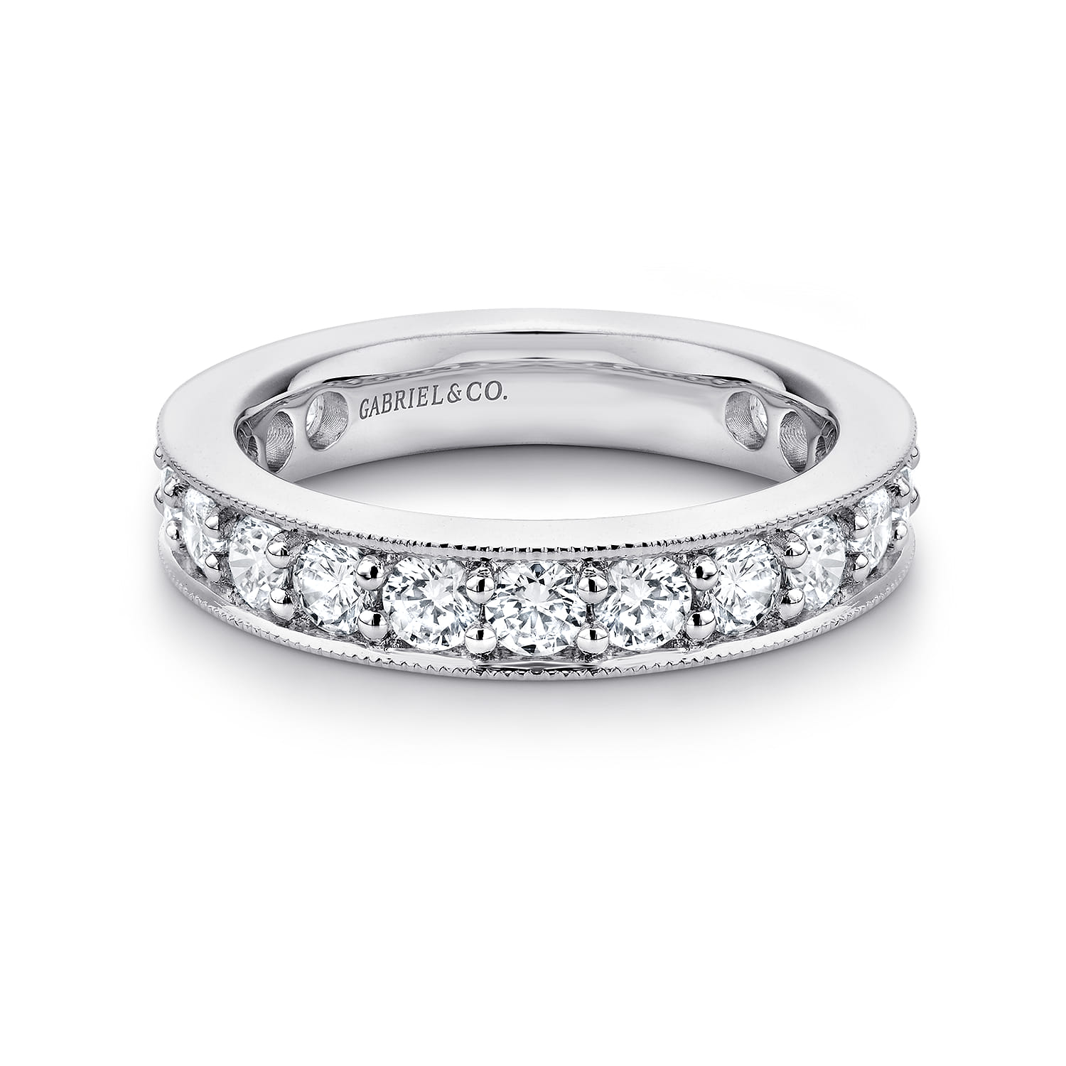 Eternity Band Wedding Ring in 14k White Gold with Round Natural Diamond at Gabriel & Co. - Shot 1