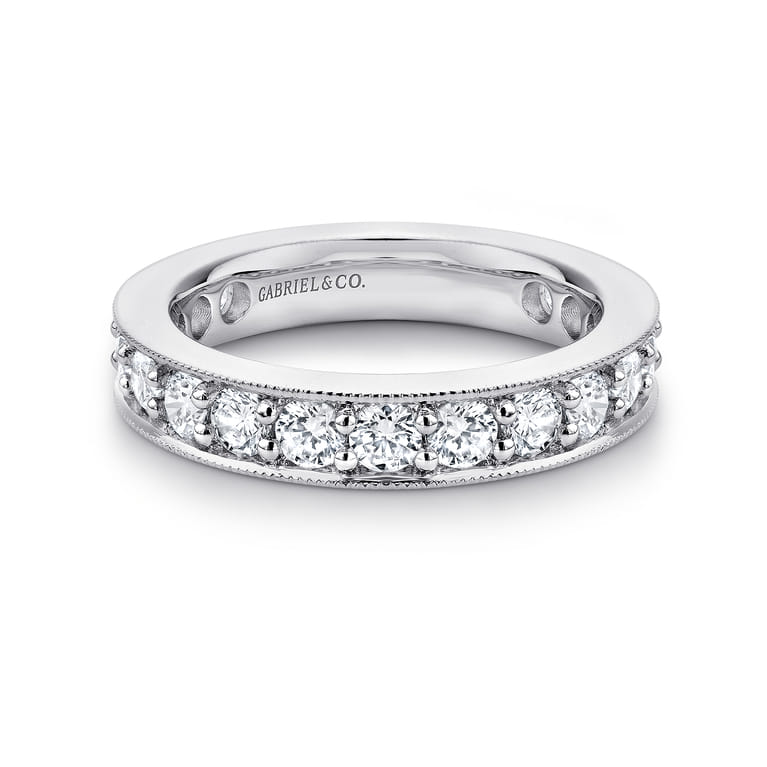 Eternity Band Wedding Ring in 14k White Gold with Round Natural Diamond at Gabriel & Co. - Shot 1