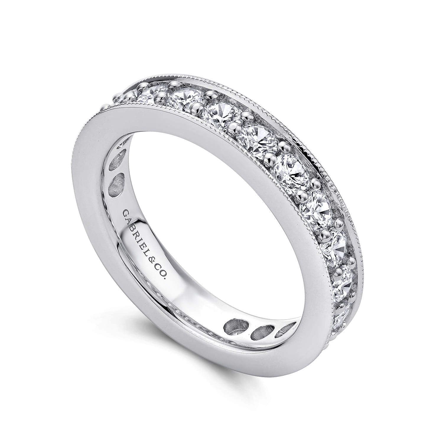 Eternity Band Wedding Ring in 14k White Gold with Round Natural Diamond at Gabriel & Co. - Shot 3