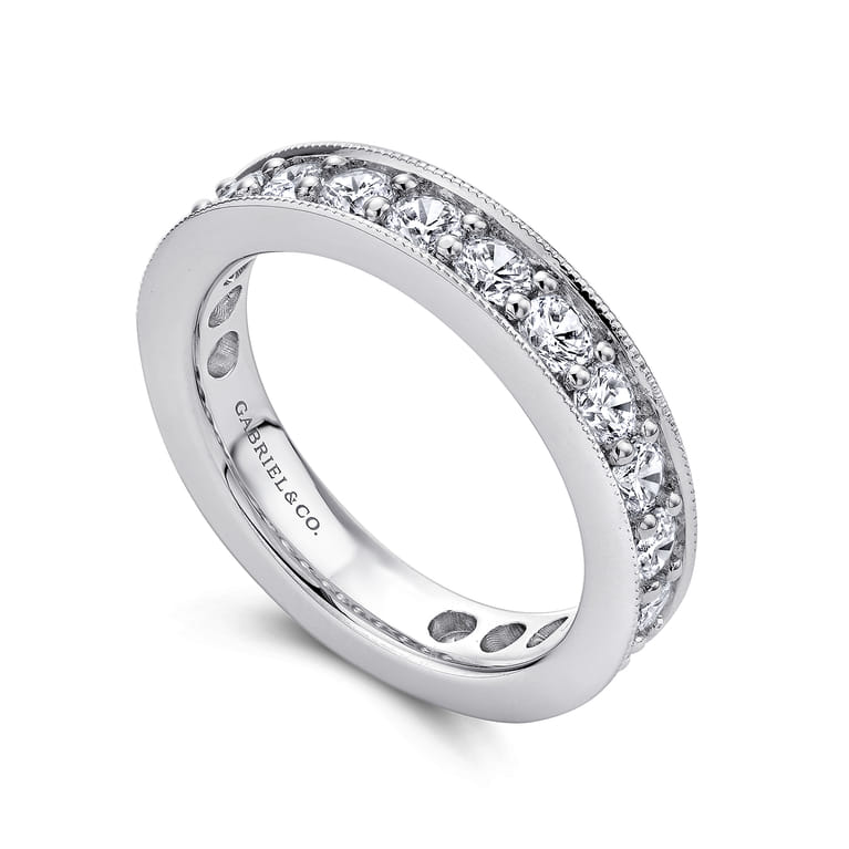 Eternity Band Wedding Ring in 14k White Gold with Round Natural Diamond at Gabriel & Co. - Shot 3