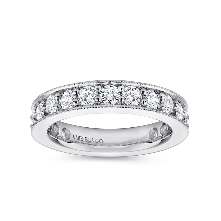 Eternity Band Wedding Ring in 14k White Gold with Round Natural Diamond at Gabriel & Co. - Shot 4