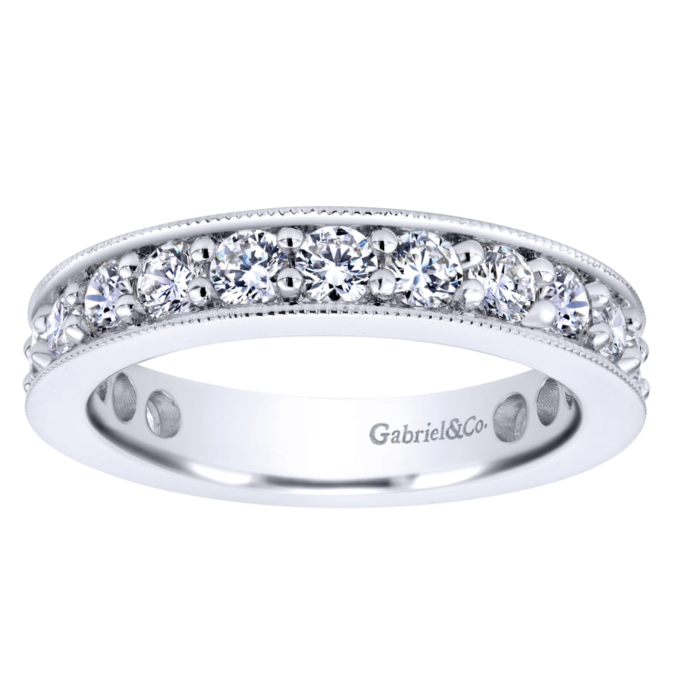 Eternity Band Wedding Ring in 14k White Gold with Round Natural Diamond at Gabriel & Co. - Shot 5