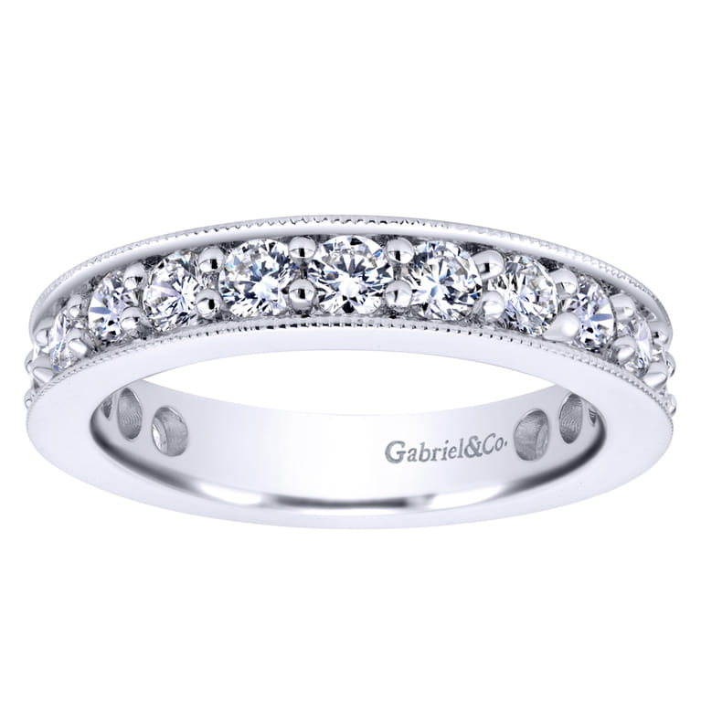 Eternity Band Wedding Ring in 14k White Gold with Round Natural Diamond at Gabriel & Co. - Shot 5