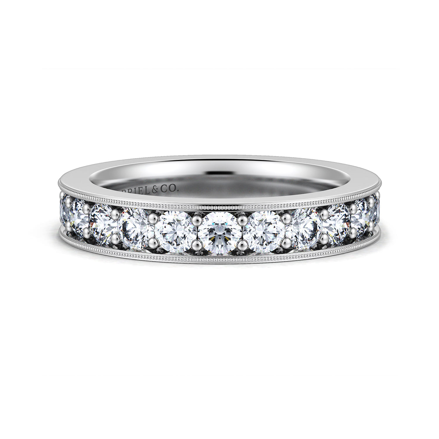 Eternity Band Wedding Ring in 14k White Gold with Round Natural Diamond at Gabriel & Co. - Shot 1