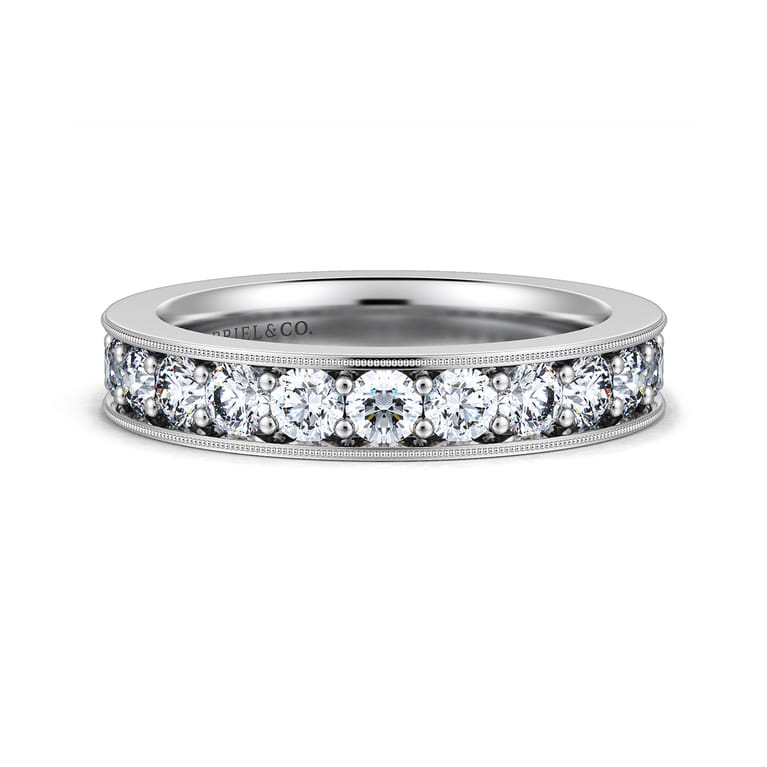 Eternity Band Wedding Ring in 14k White Gold with Round Natural Diamond at Gabriel & Co. - Shot 1