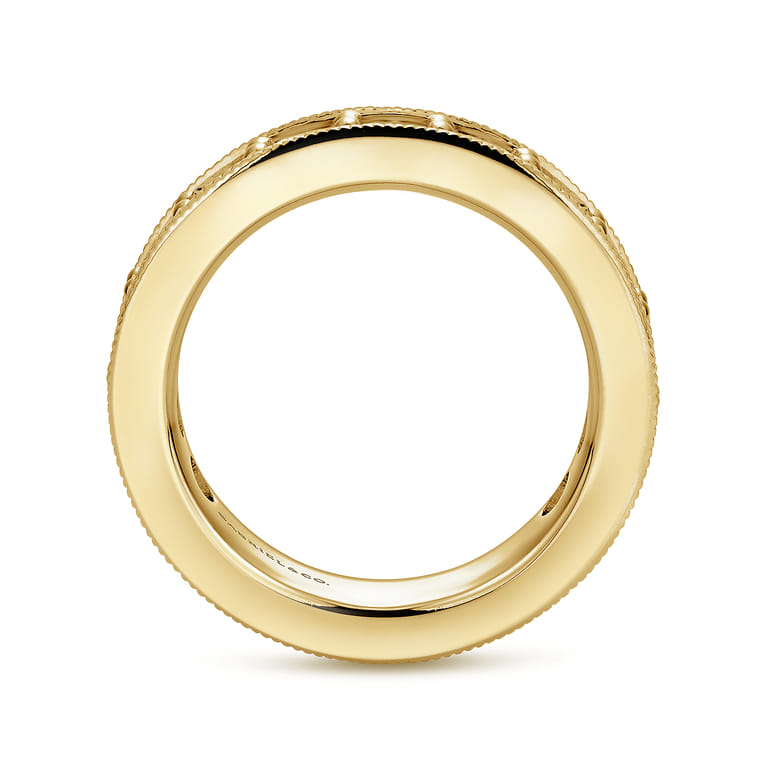 Eternity Band Wedding Ring in 14k Yellow Gold with Round Natural Diamond at Gabriel & Co. - Shot 2