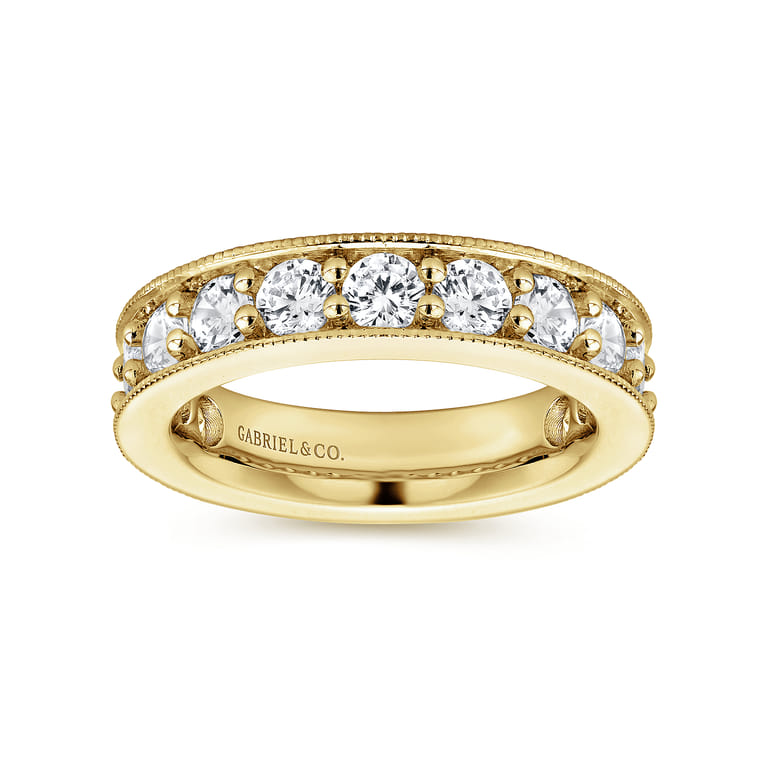 Eternity Band Wedding Ring in 14k Yellow Gold with Round Natural Diamond at Gabriel & Co. - Shot 4