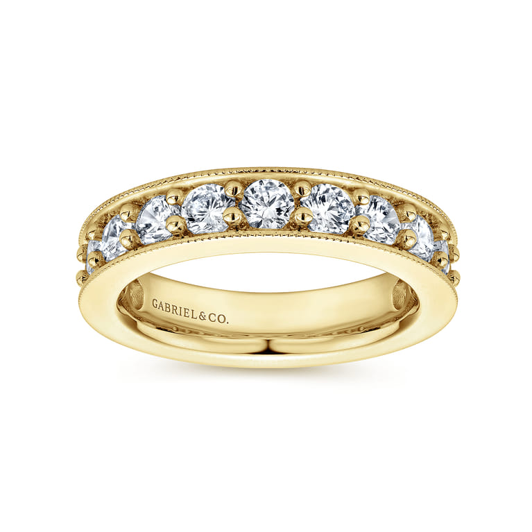 Eternity Band Wedding Ring in 14k Yellow Gold with Round Natural Diamond at Gabriel & Co. - Shot 4