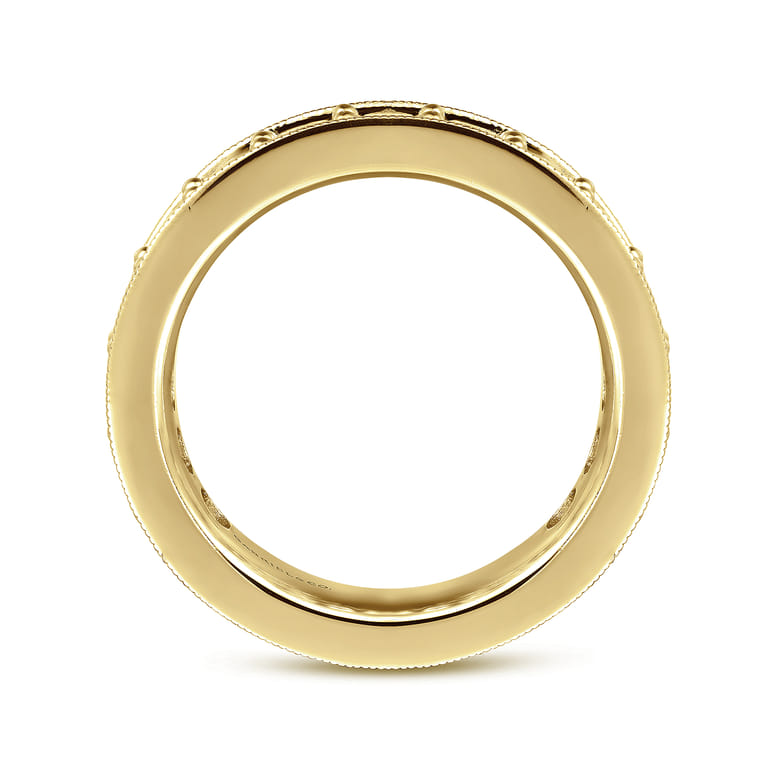 Eternity Band Wedding Ring in 14k Yellow Gold with Round Natural Diamond at Gabriel & Co. - Shot 2