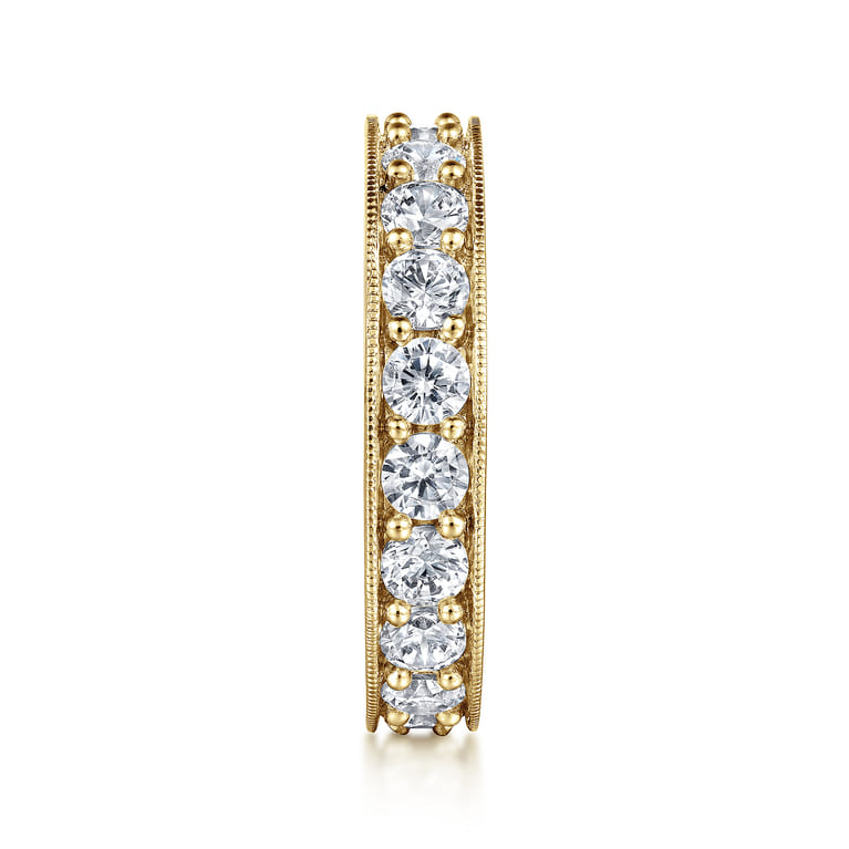 Eternity Band Wedding Ring in 14k Yellow Gold with Round Natural Diamond at Gabriel & Co. - Shot 4