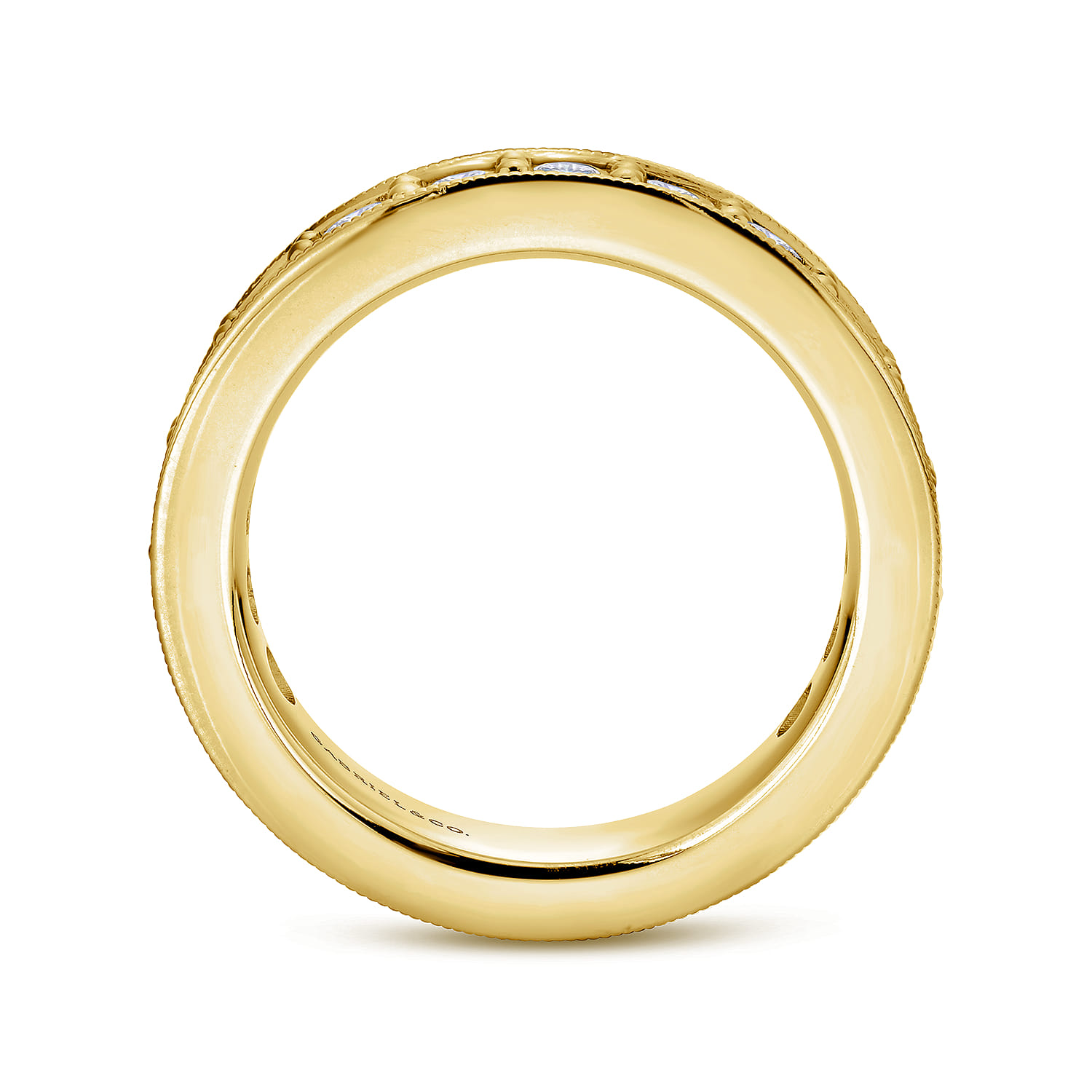Eternity Band Wedding Ring in 14k Yellow Gold with Round Natural Diamond at Gabriel & Co. - Shot 2