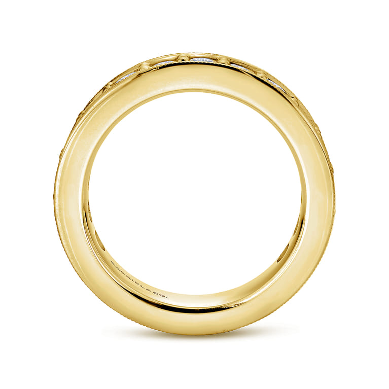 Eternity Band Wedding Ring in 14k Yellow Gold with Round Natural Diamond at Gabriel & Co. - Shot 2