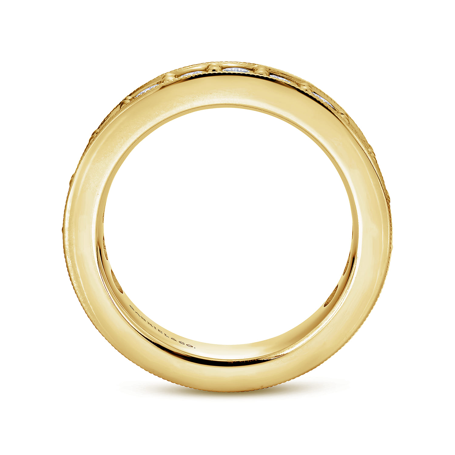 Eternity Band Wedding Ring in 14k Yellow Gold with Round Natural Diamond at Gabriel & Co. - Shot 2